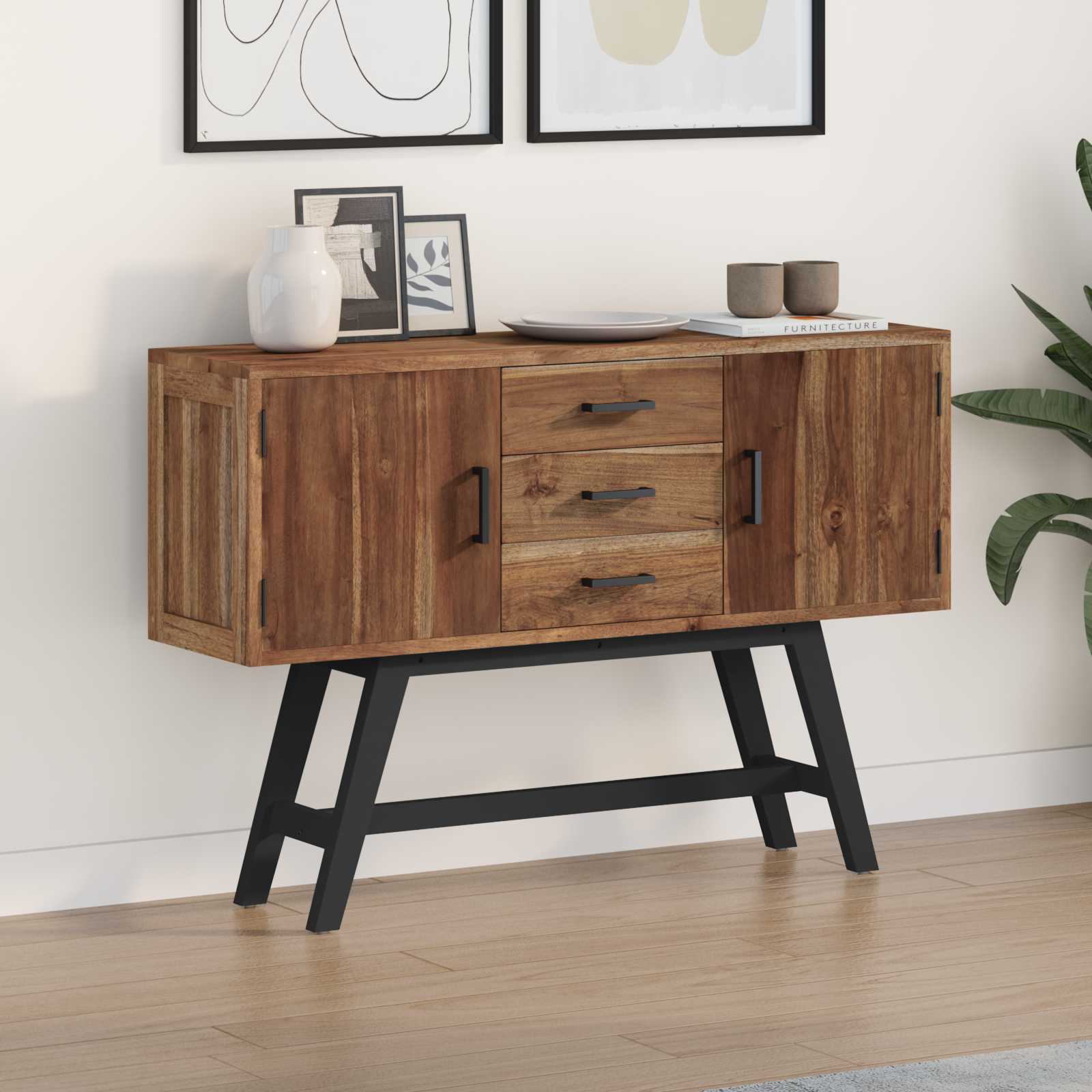 Suporte para TV natural 110 x 30 x 75 cm madeira de teca sólida