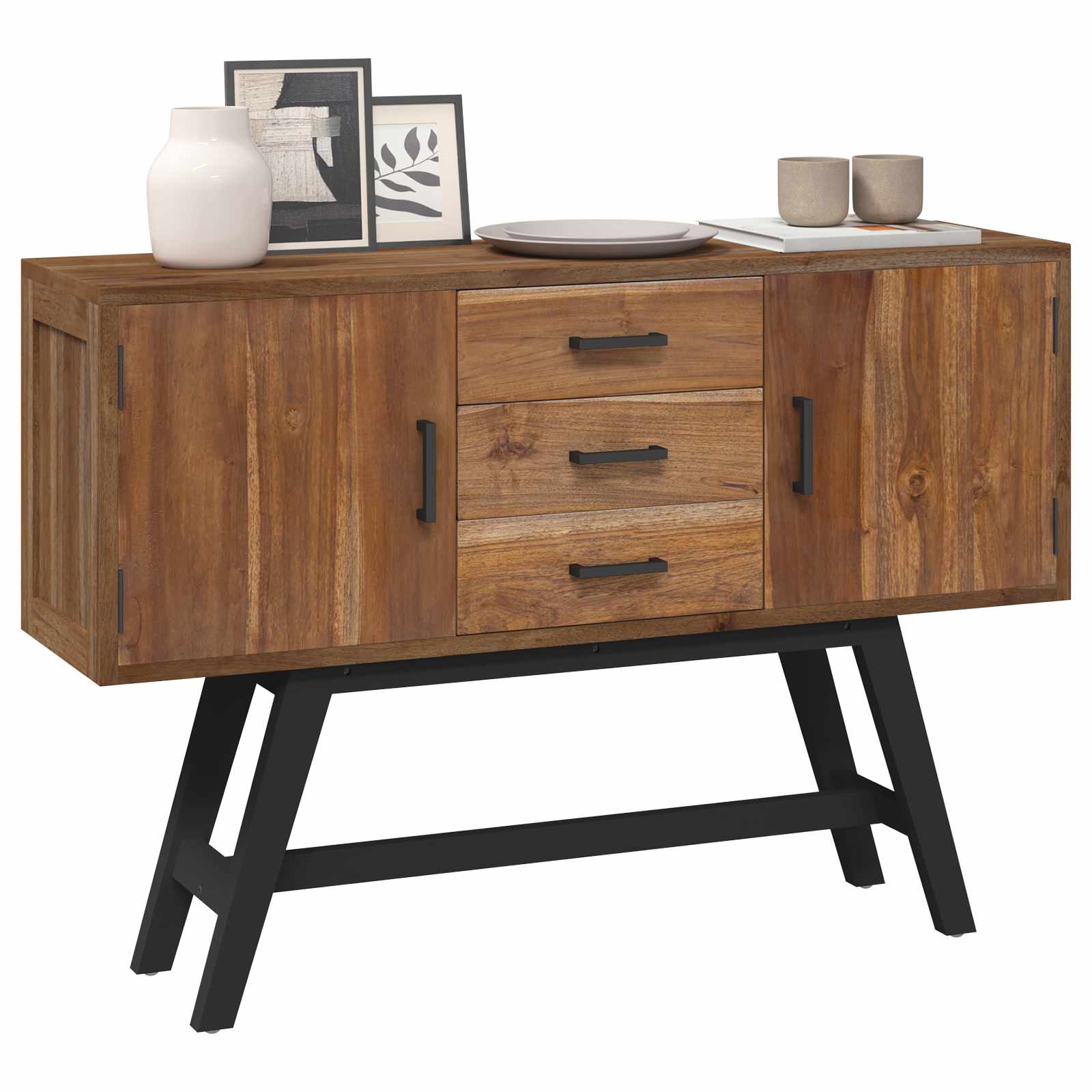 Suporte para TV natural 110 x 30 x 75 cm madeira de teca sólida