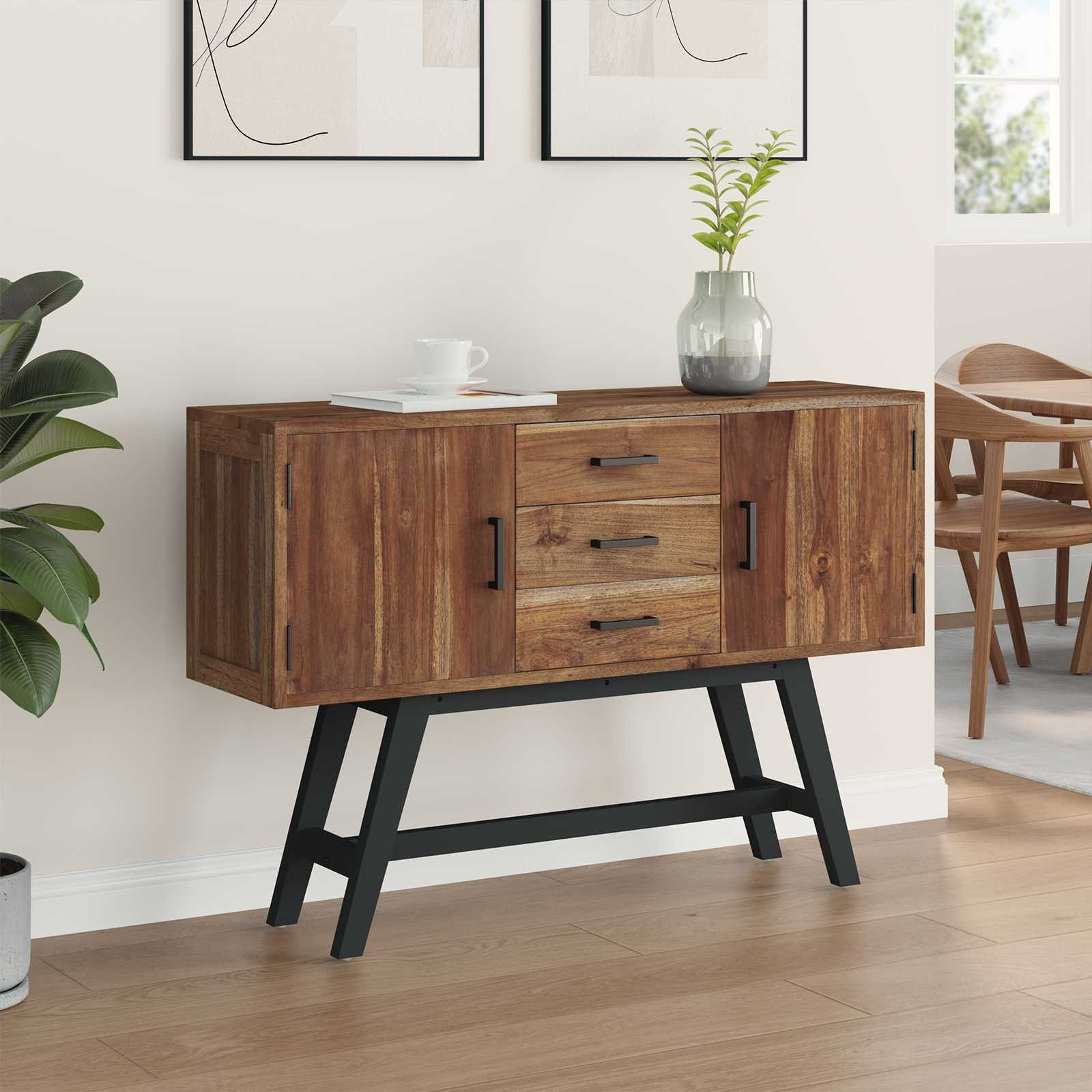 Suporte para TV natural 110 x 30 x 75 cm madeira de teca sólida