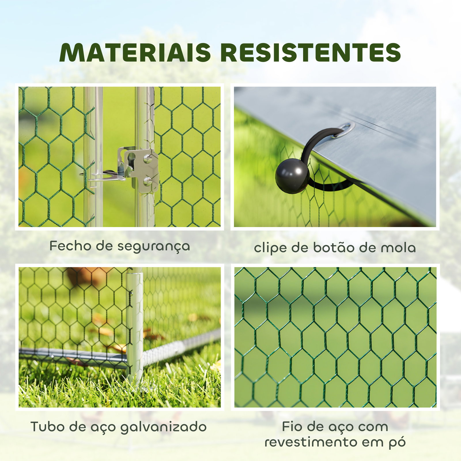 Galinheiro de exterior 2,8x5,1x1,9 m cobertura de tecido oxford anti-UV impermeável fechos para 15-24 galinhas prateado