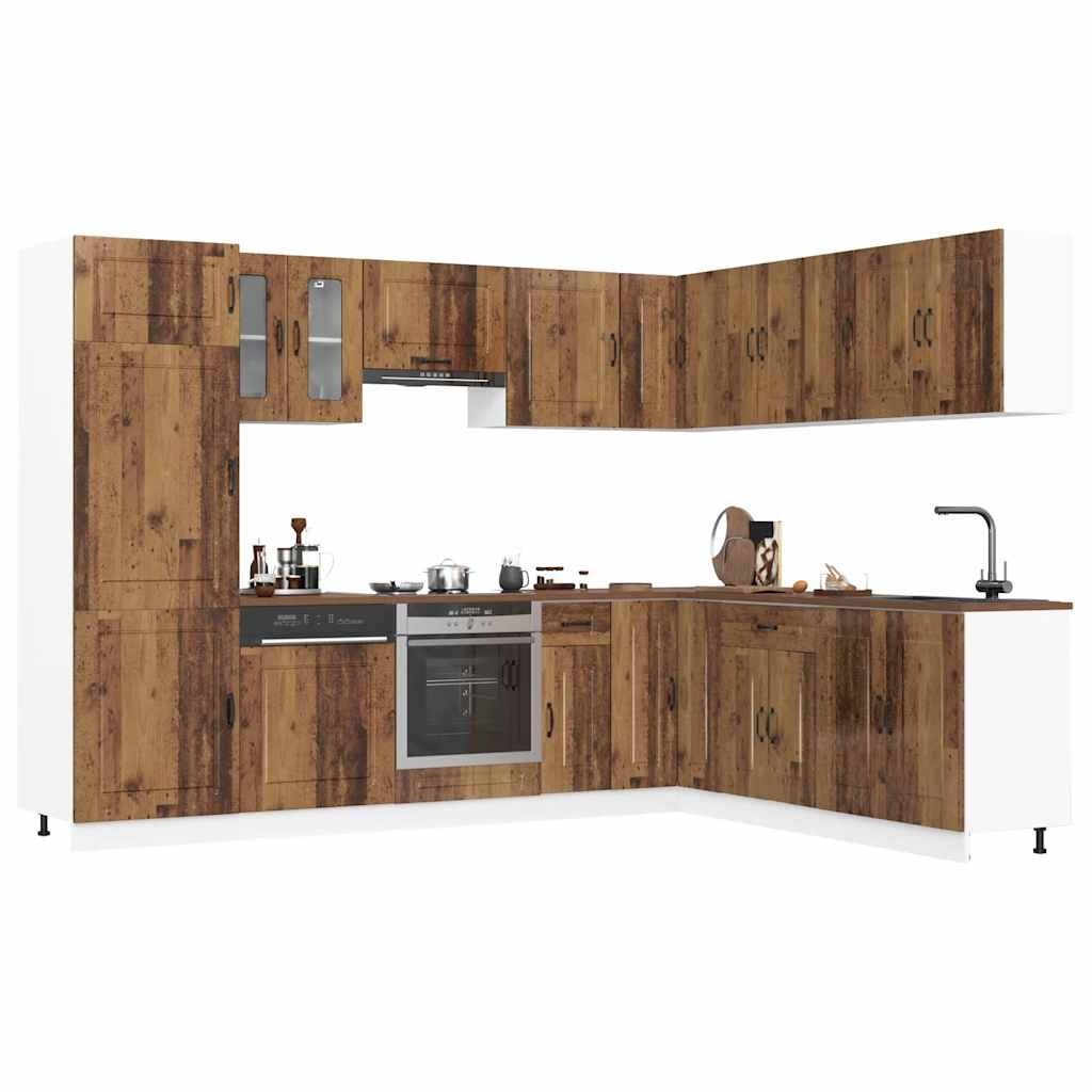 14 Peças armário de cozinha conjunto kalmar madeira velha