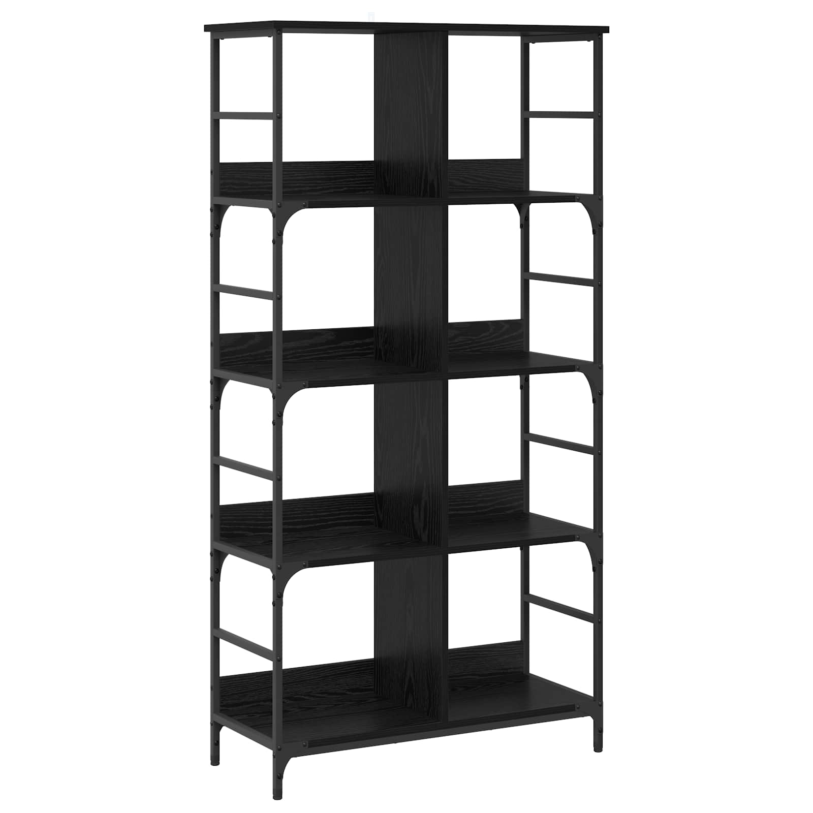 Estante 4 níveis 78,5 x 33 x 153 cm metal pb carvalho preto