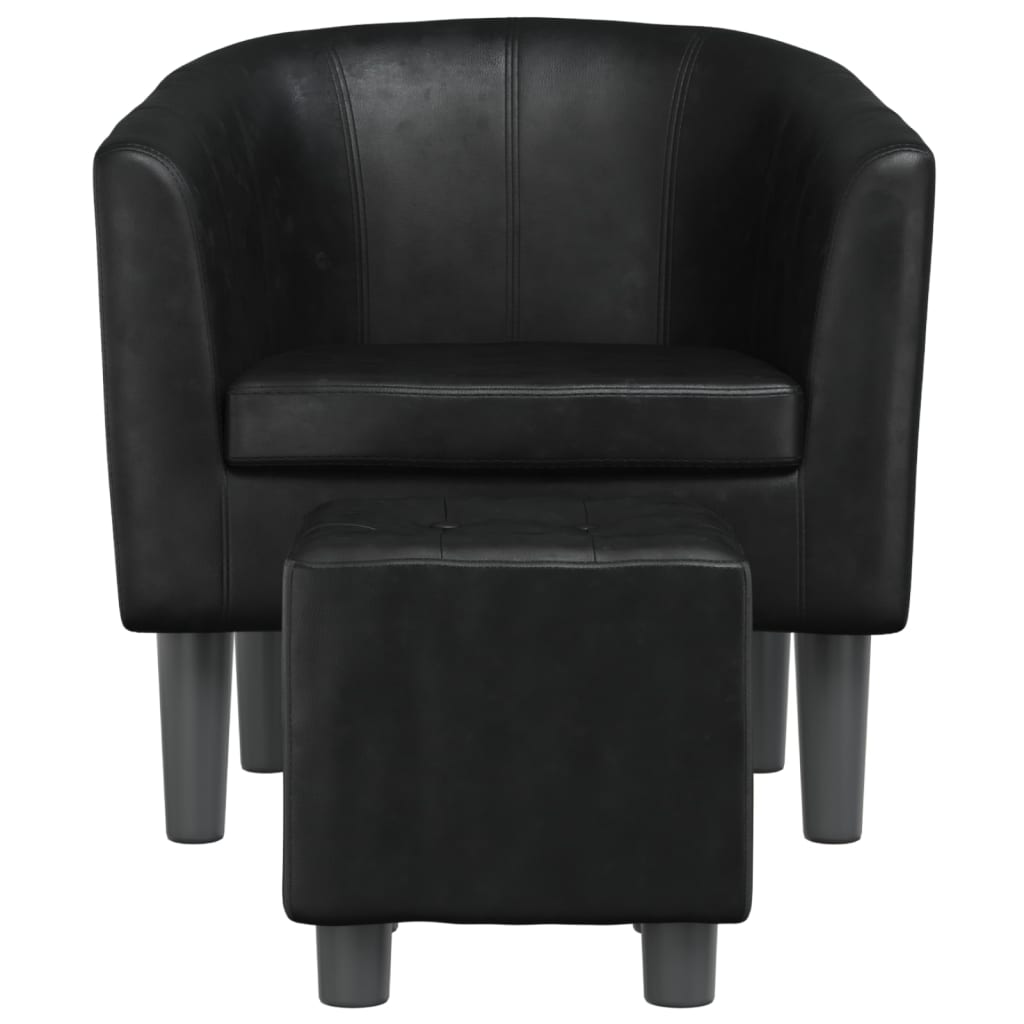 Poltrona com apoio de pés couro artificial preto