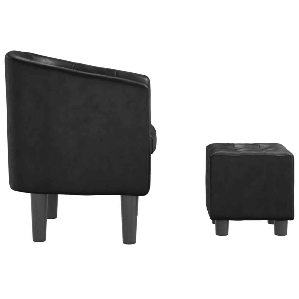 Poltrona com apoio de pés couro artificial preto