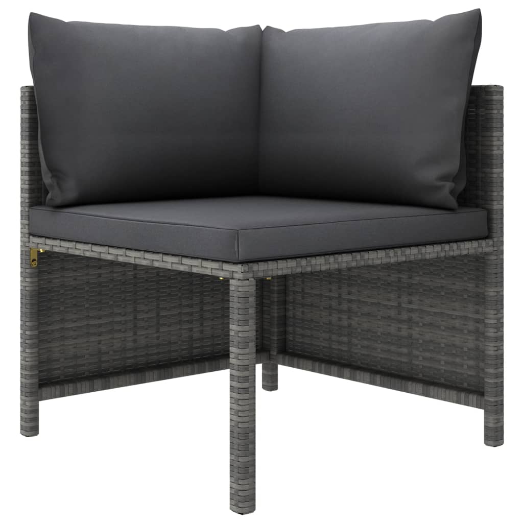 7 Pcs conjunto lounge de jardim c/ almofadões vime PE cinzento