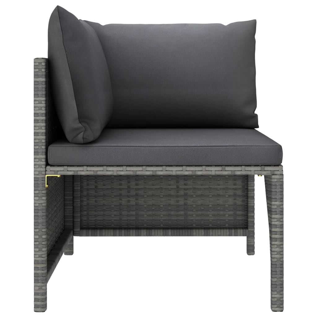 7 Pcs conjunto lounge de jardim c/ almofadões vime PE cinzento