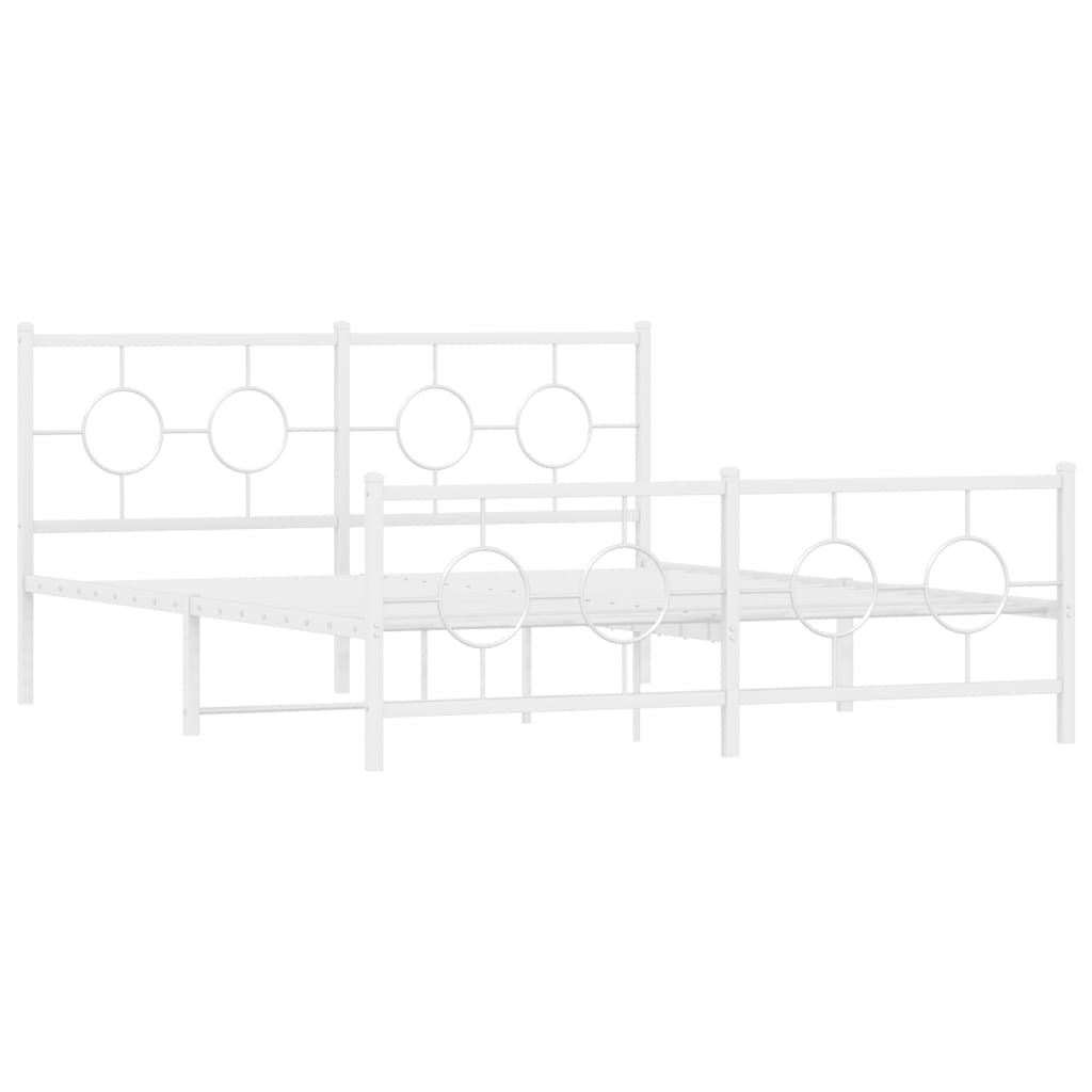 Estrutura de cama com cabeceira e pés 150x200 cm metal branco