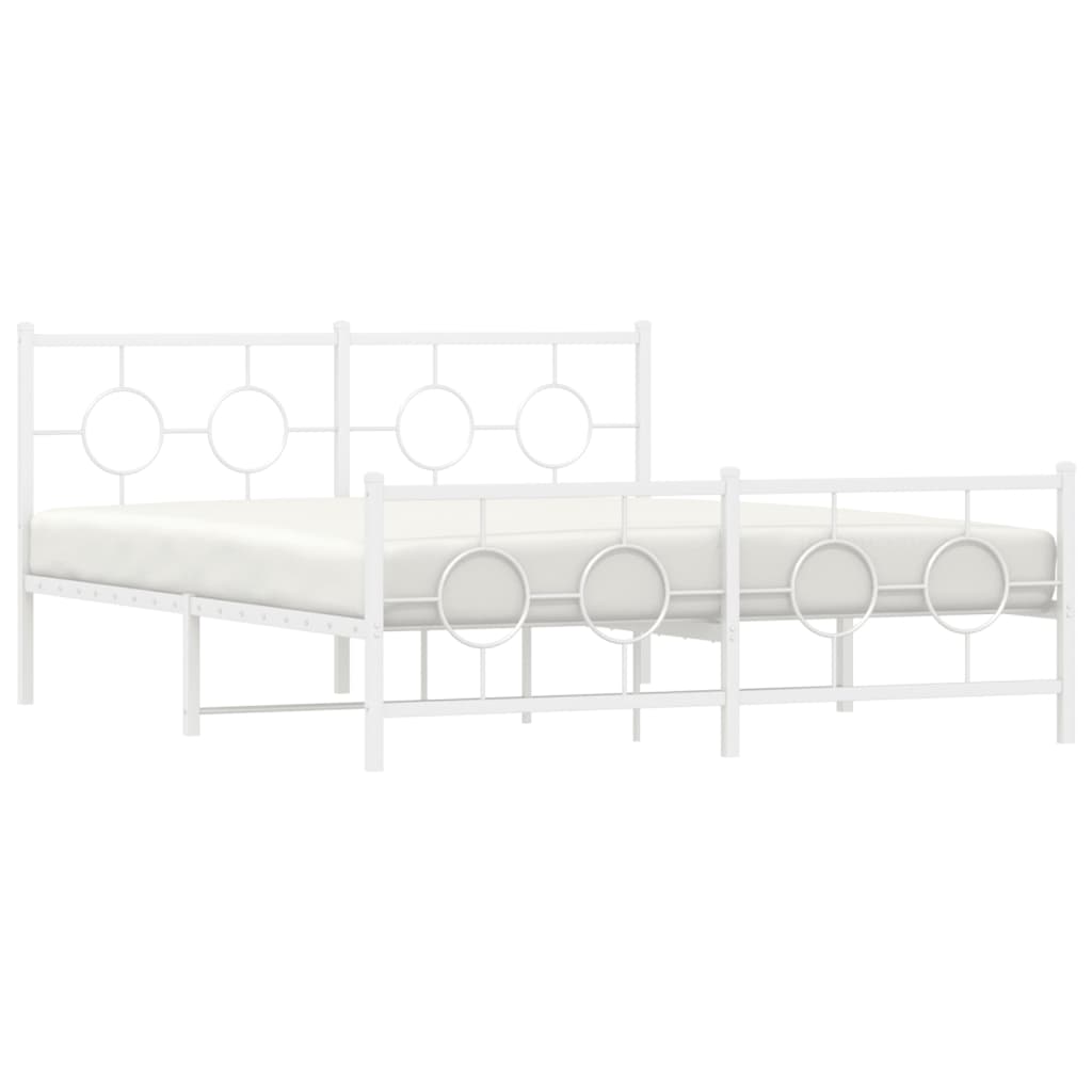 Estrutura de cama com cabeceira e pés 150x200 cm metal branco