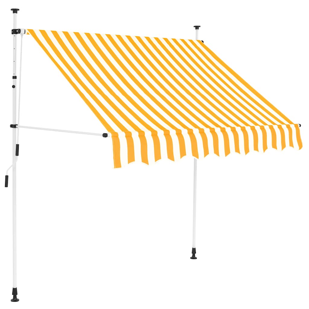 Toldo retrátil manual 150 cm riscas laranjas e brancas