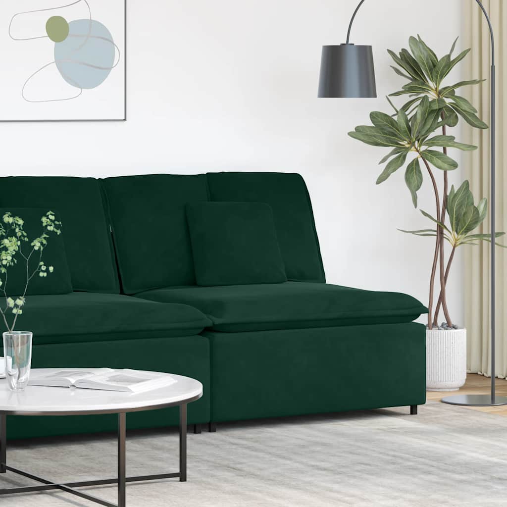 Módulo central para sofá modular com almofadas, verde escuro, 100 cm