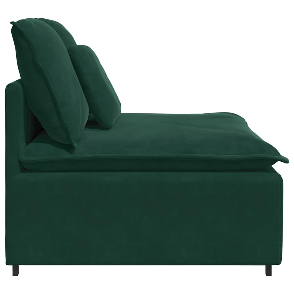 Módulo central para sofá modular com almofadas, verde escuro, 100 cm