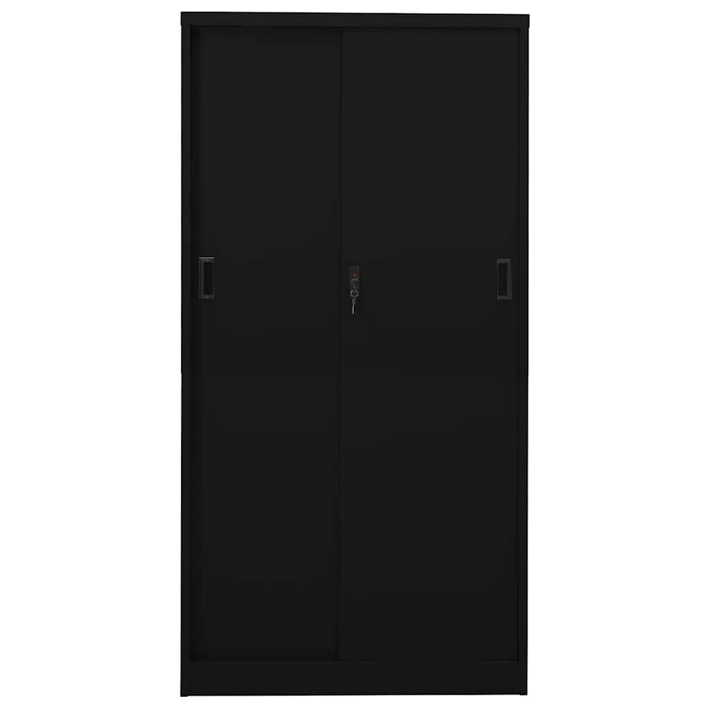 Armário de escritório c/ porta deslizante 90x40x180cm aço preto