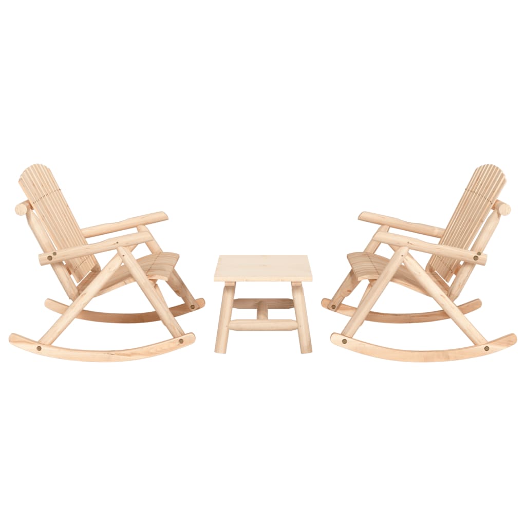 3 Pcs conjunto lounge de jardim madeira de abeto maciça