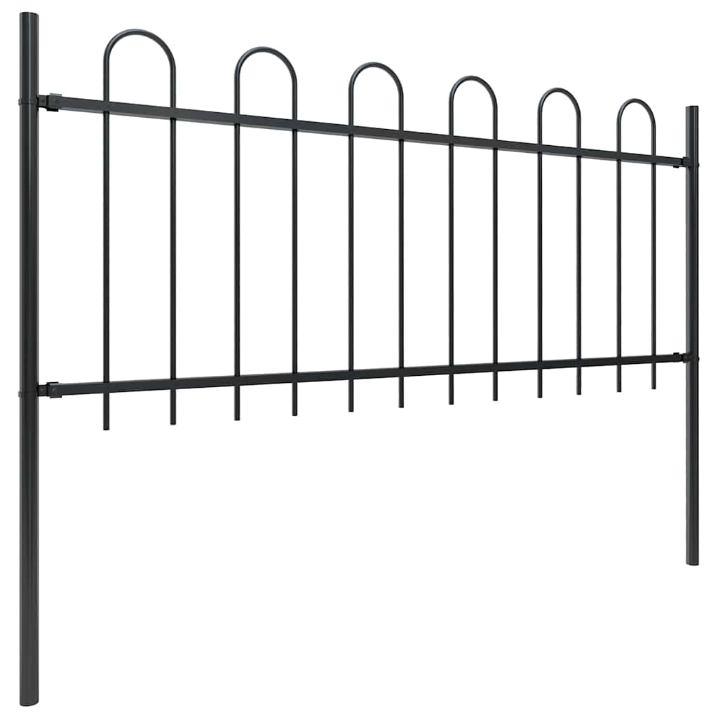 Cerca de jardim com arco superior em aço 1005x80 cm preta