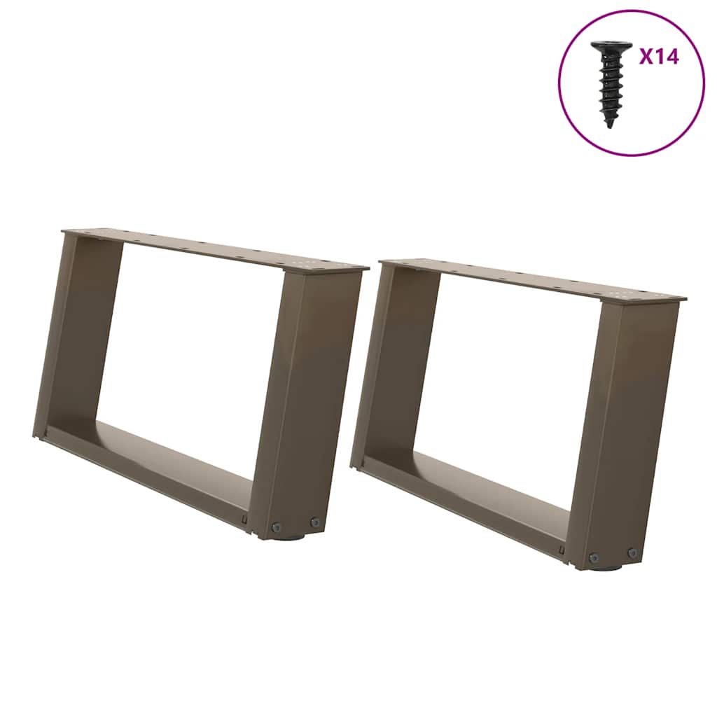 Pés para mesa de centro em formato de u, 2 peças, aço natural, 70 x (30-31) cm, aço