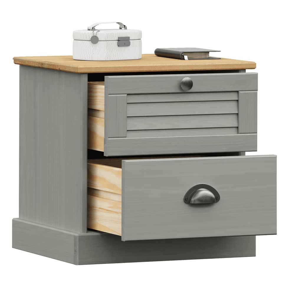 Mesa de cabeceira vigo 42x35x42 cm pinho maciço cinzento