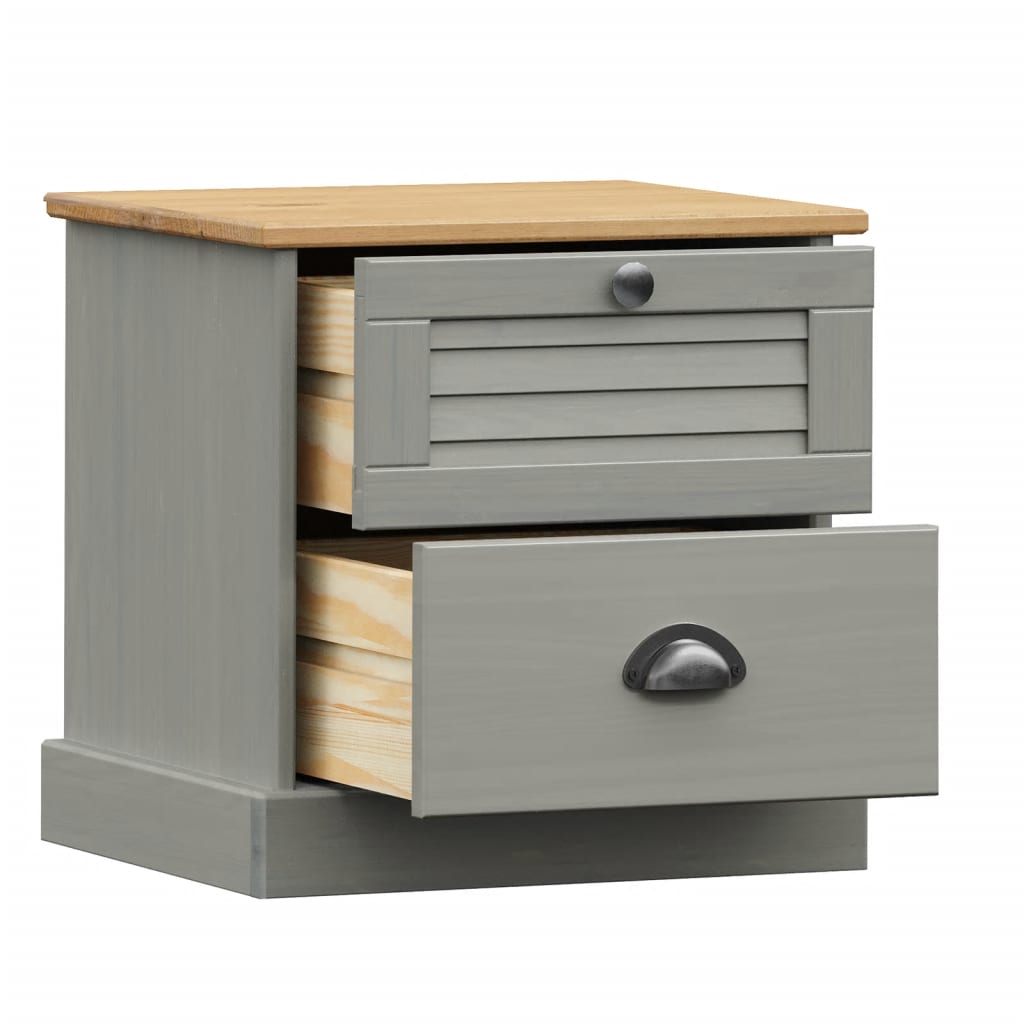 Mesa de cabeceira vigo 42x35x42 cm pinho maciço cinzento