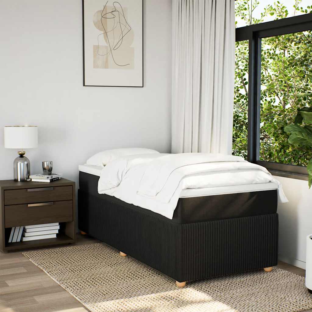 Cama com molas/colchão 80x200 cm tecido preto