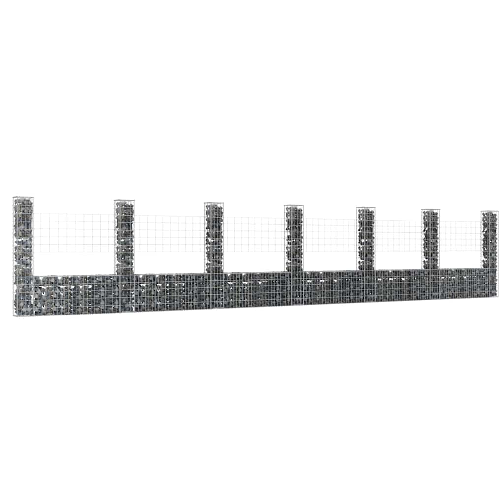 Cesto gabião em forma de u c/ 7 postes 740x20x150 cm ferro