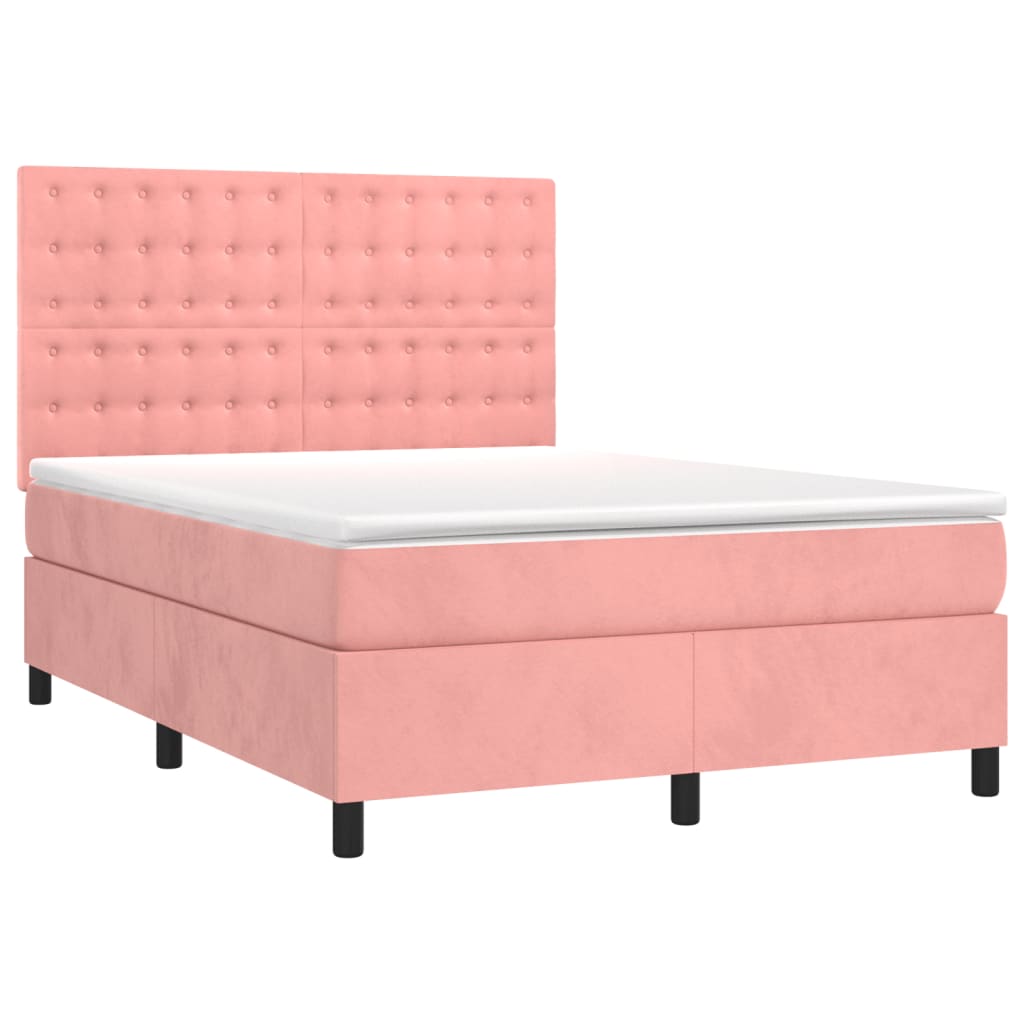 Cama com molas/colchão 140x200 cm veludo rosa