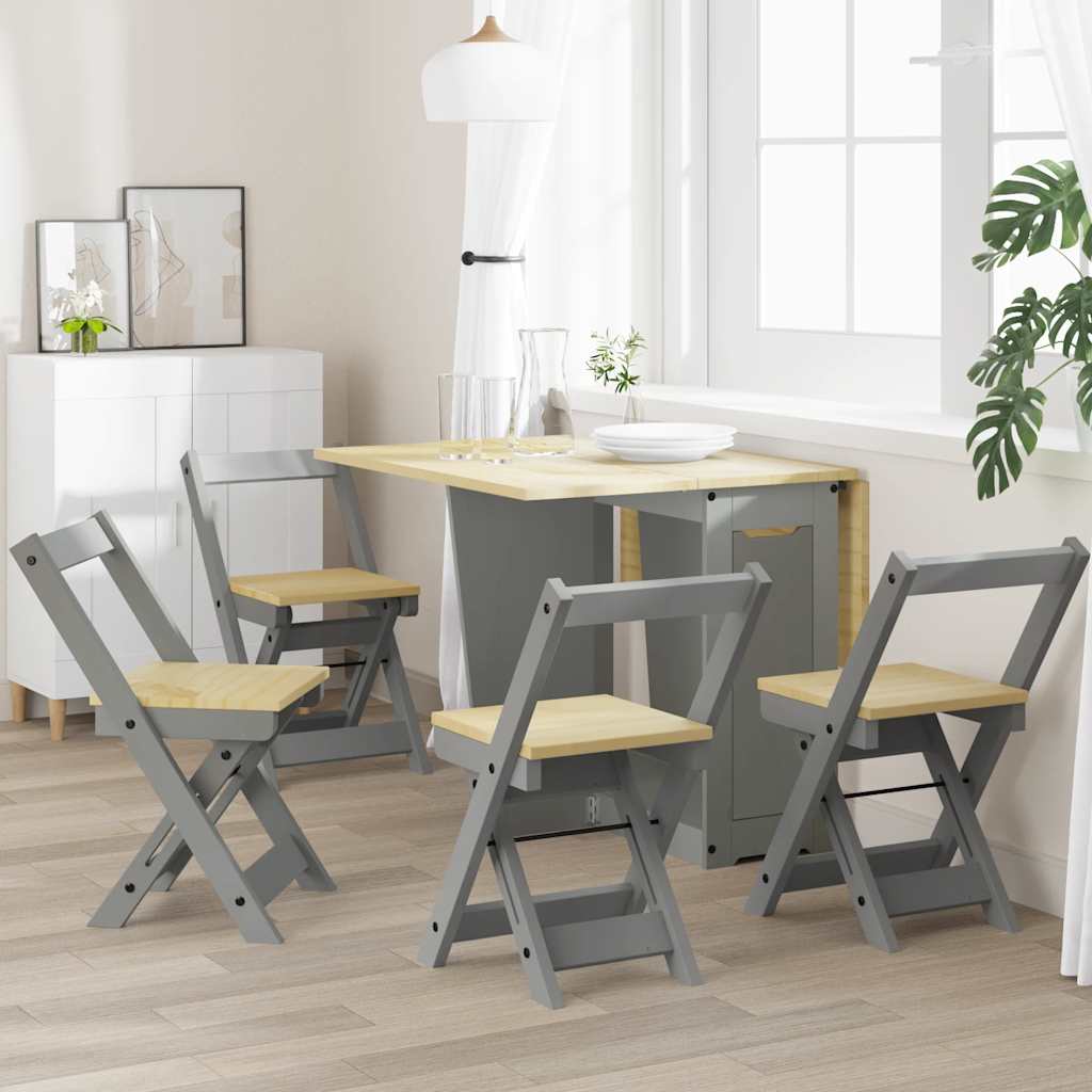 Cadeiras de jantar dobráveis 2 pcs corona pinho maciço cinzento