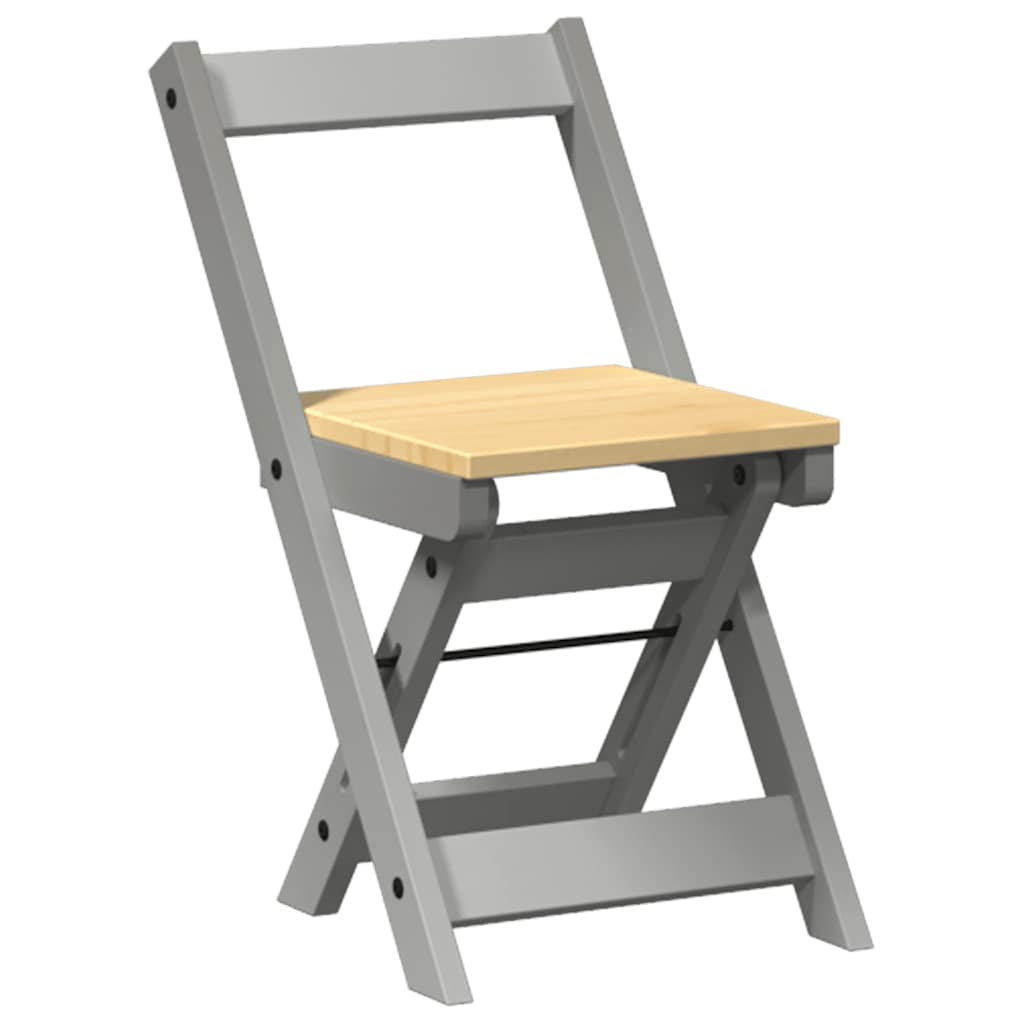 Cadeiras de jantar dobráveis 2 pcs corona pinho maciço cinzento
