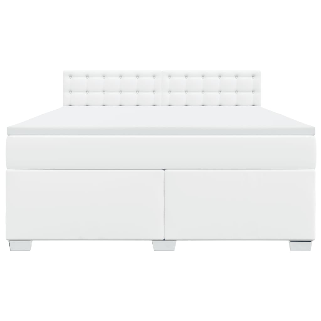 Cama com molas/colchão 180x200 cm couro artificial branco