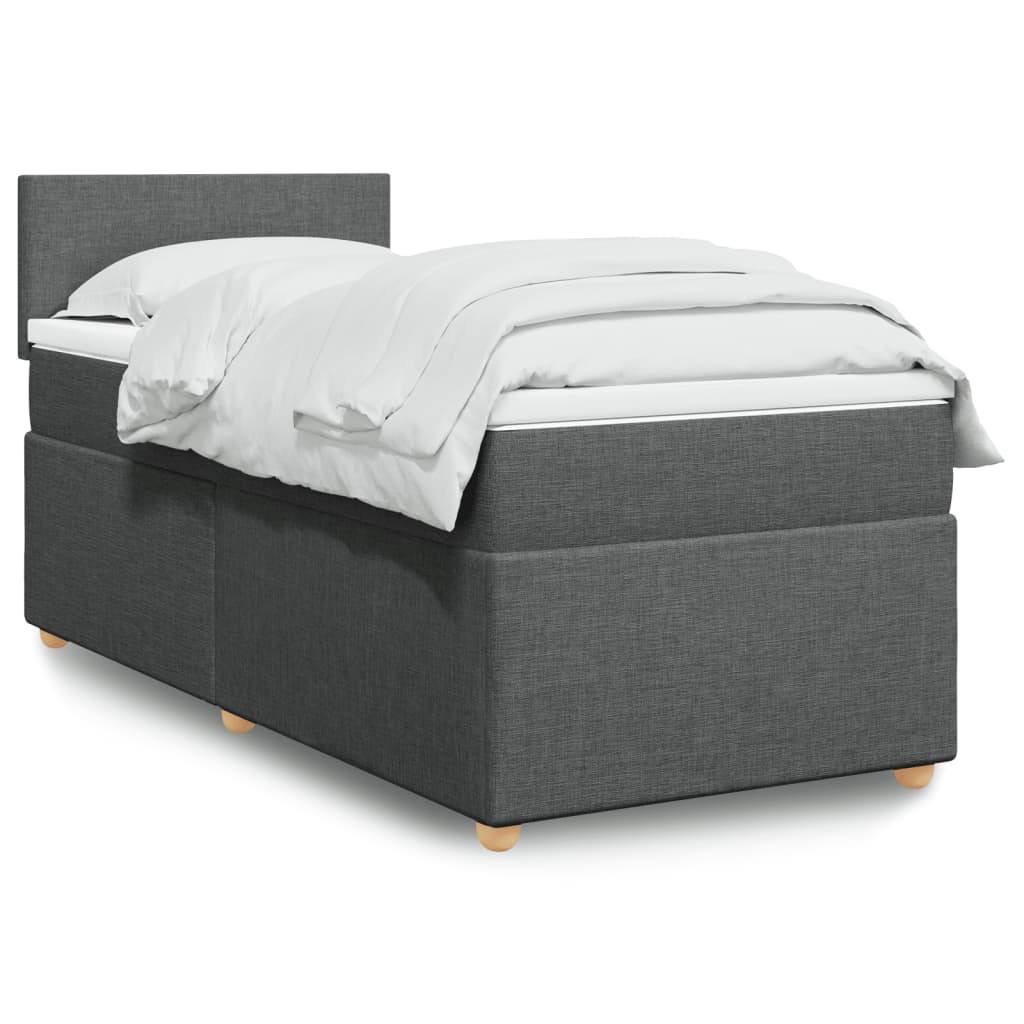 Cama com molas/colchão 90x190 cm tecido cinza-escuro