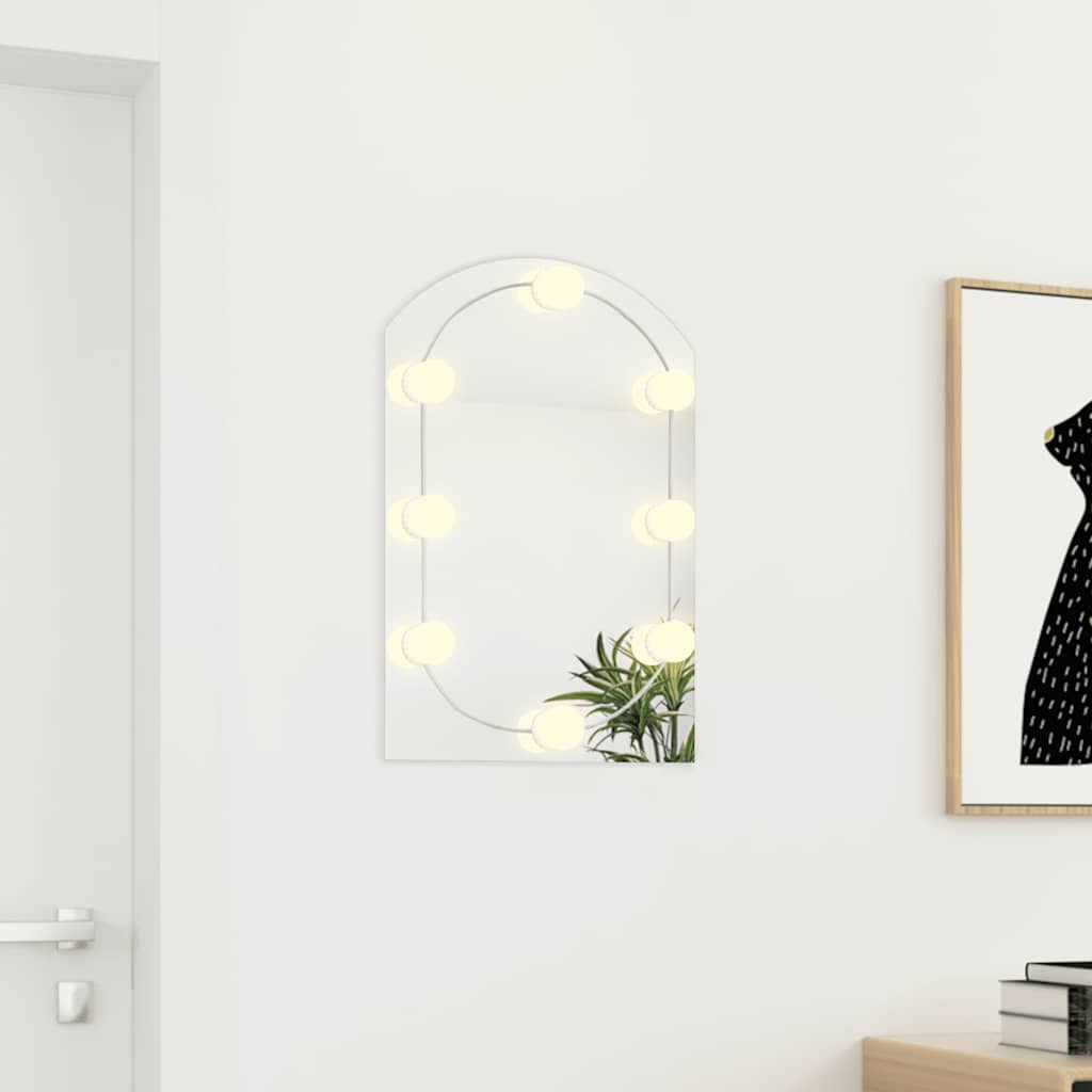 Espelho com luzes LED 60x40 cm vidro arqueado