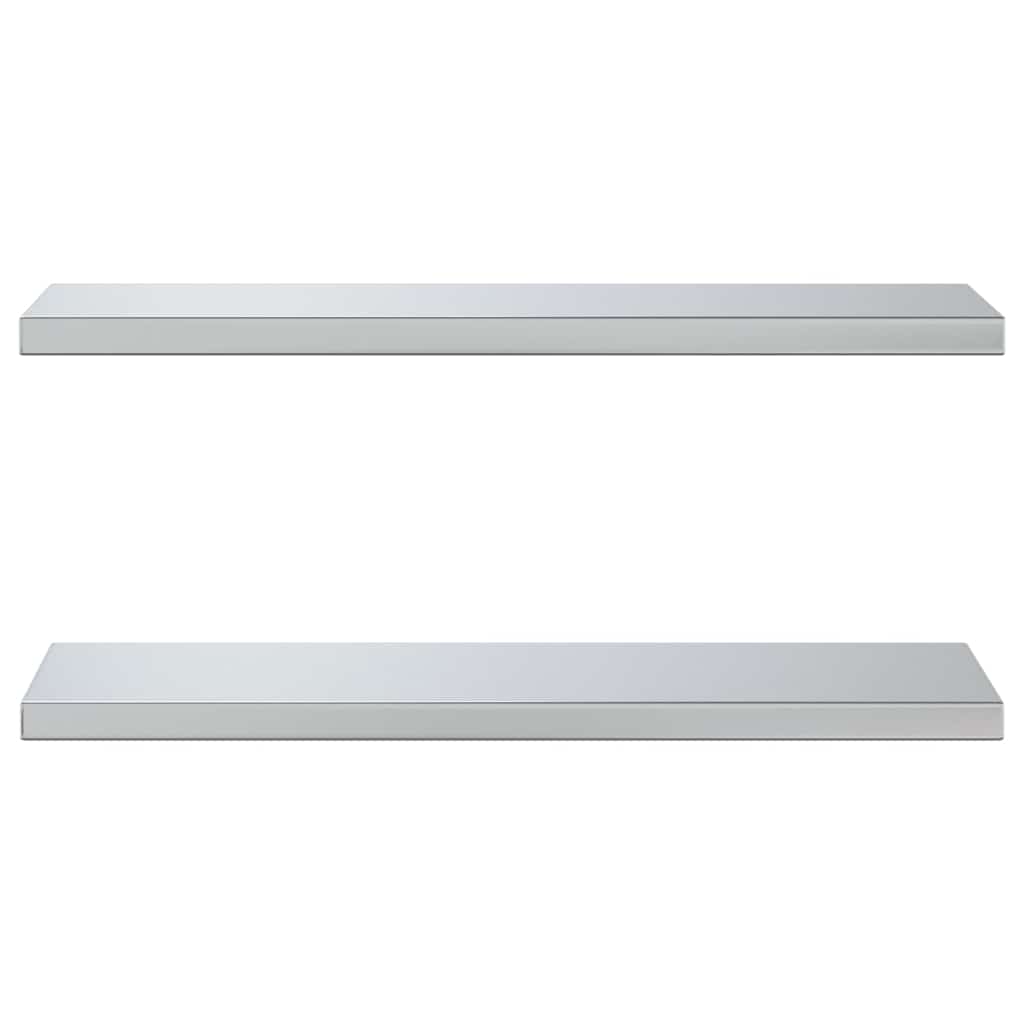 Prateleiras de parede 2 pcs 75x23,5cm aço inoxidável prateado