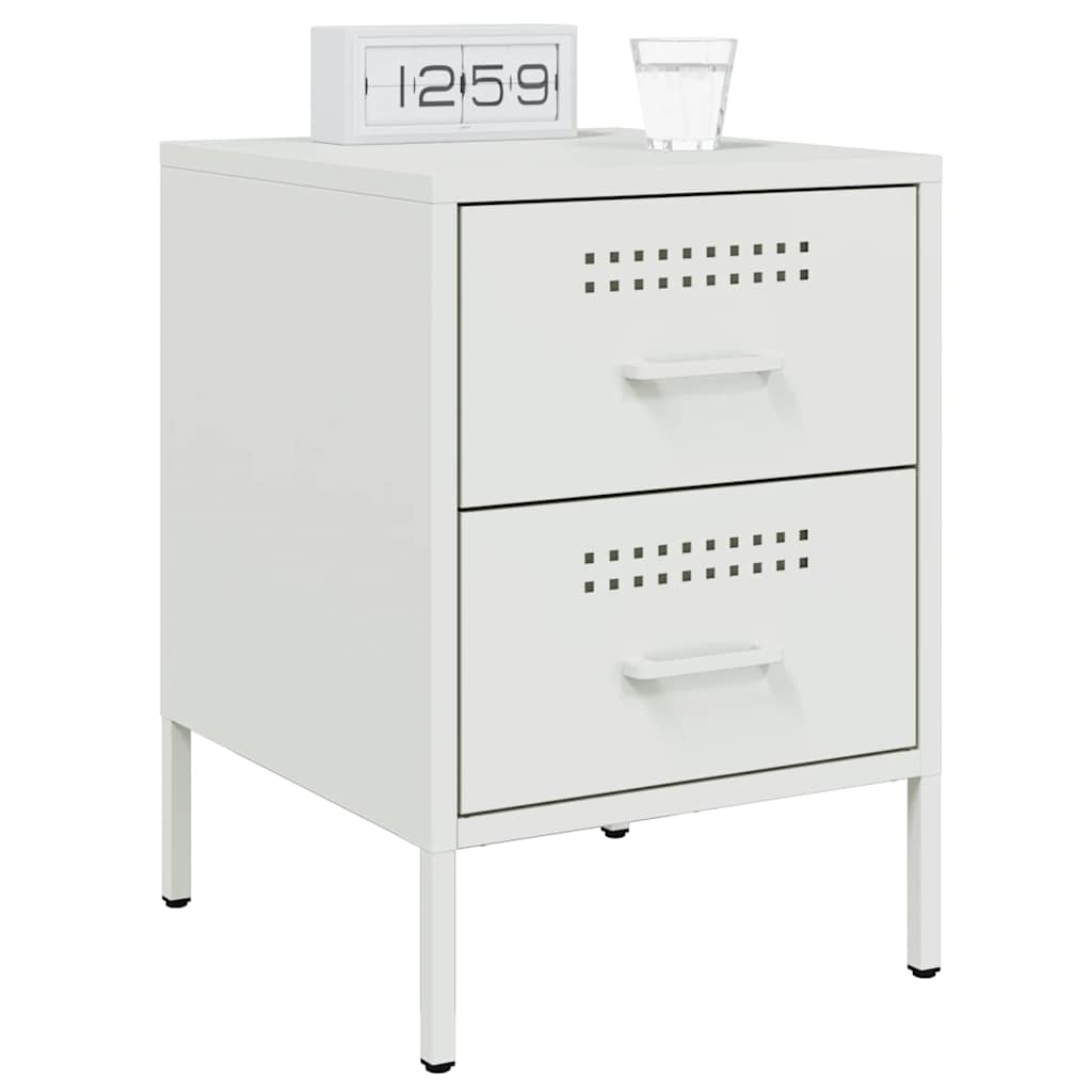 Mesas de cabeceira 2 pcs 36x39x50,5 cm aço branco