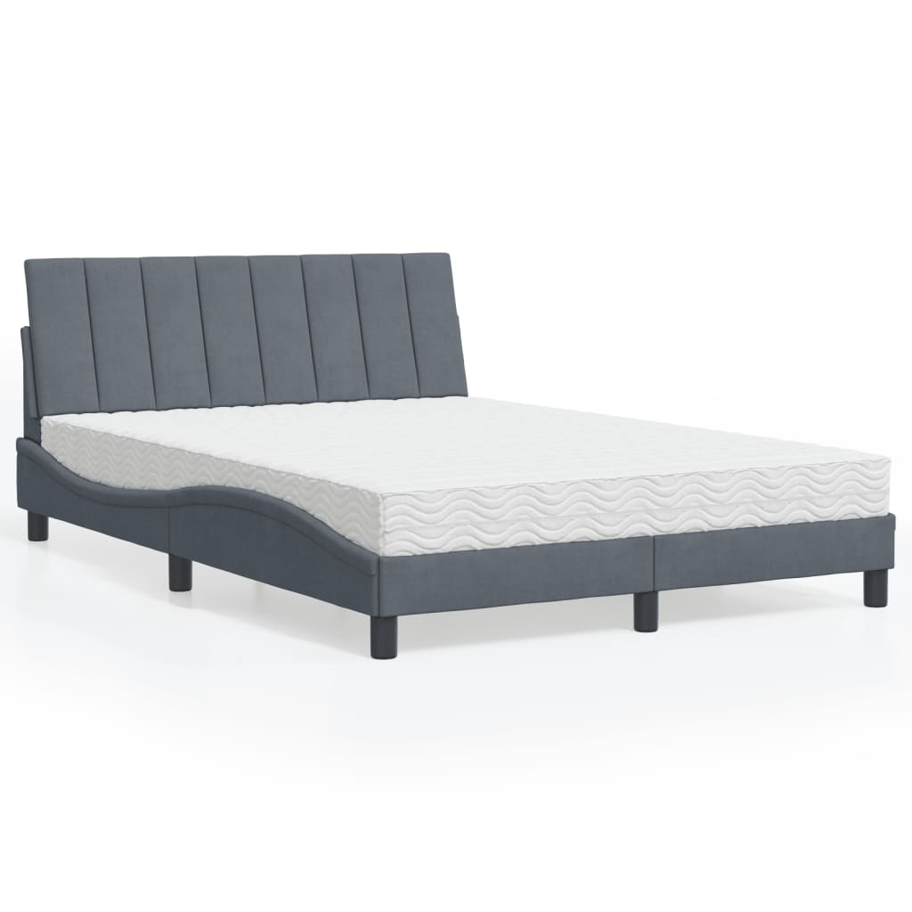 Cama com colchão hanko 140x190 cm veludo cinzento-escuro