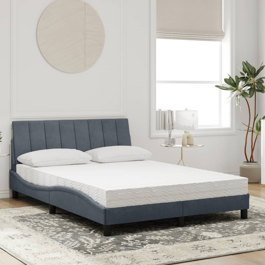 Cama com colchão hanko 140x190 cm veludo cinzento-escuro