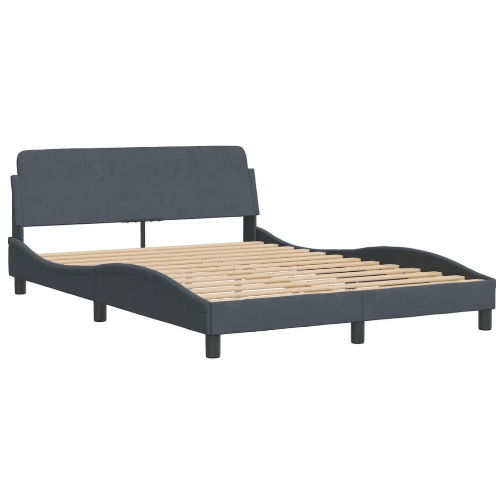 Cama com colchão hanko 140x190 cm veludo cinzento-escuro