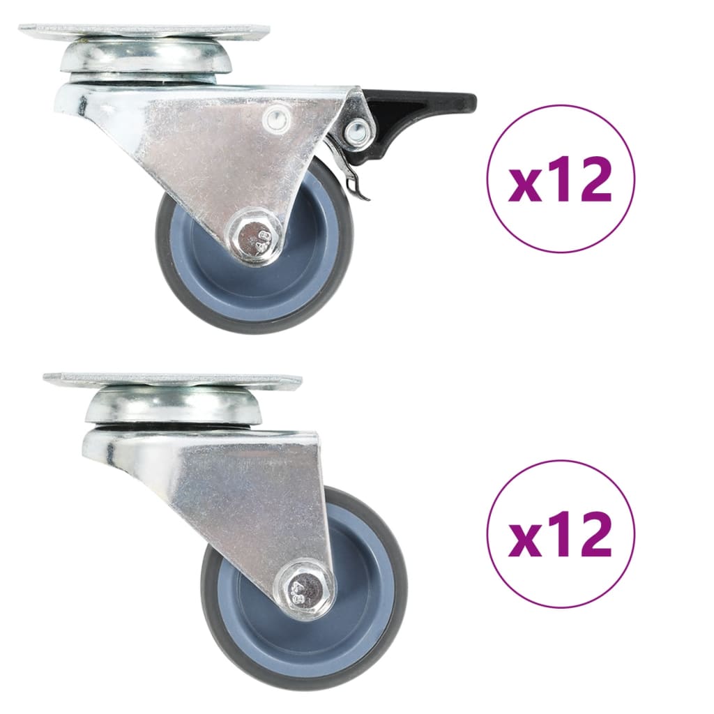 24 Pcs rodas giratórias duplas 50 mm