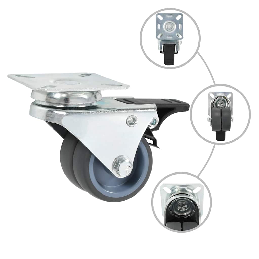 24 Pcs rodas giratórias duplas 50 mm