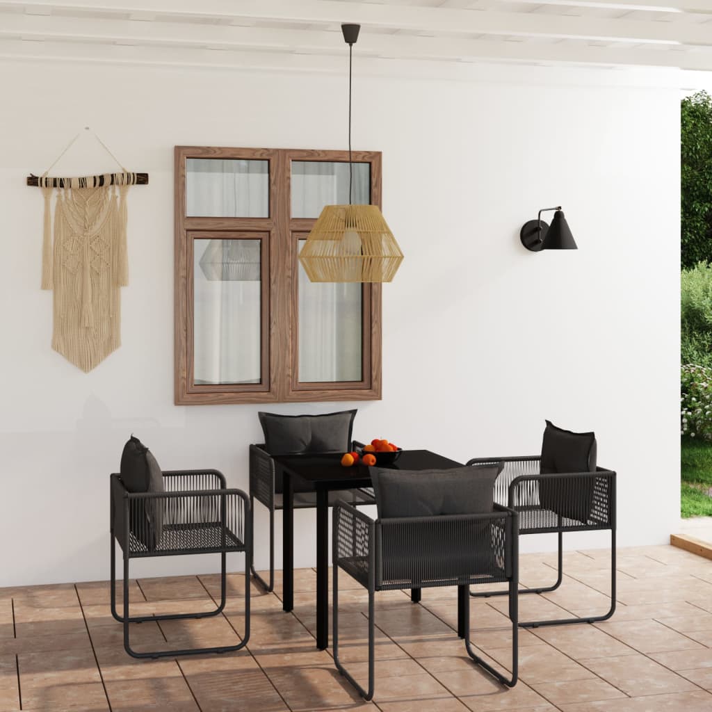 5 Pcs conjunto de jantar para jardim preto