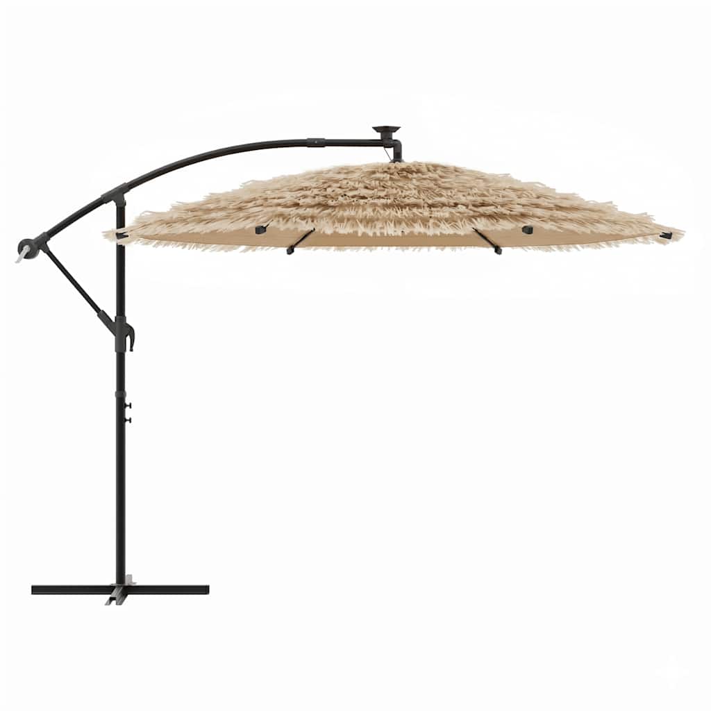 Guarda-sol de jardim com poste de aço 269x269x235 cm castanho
