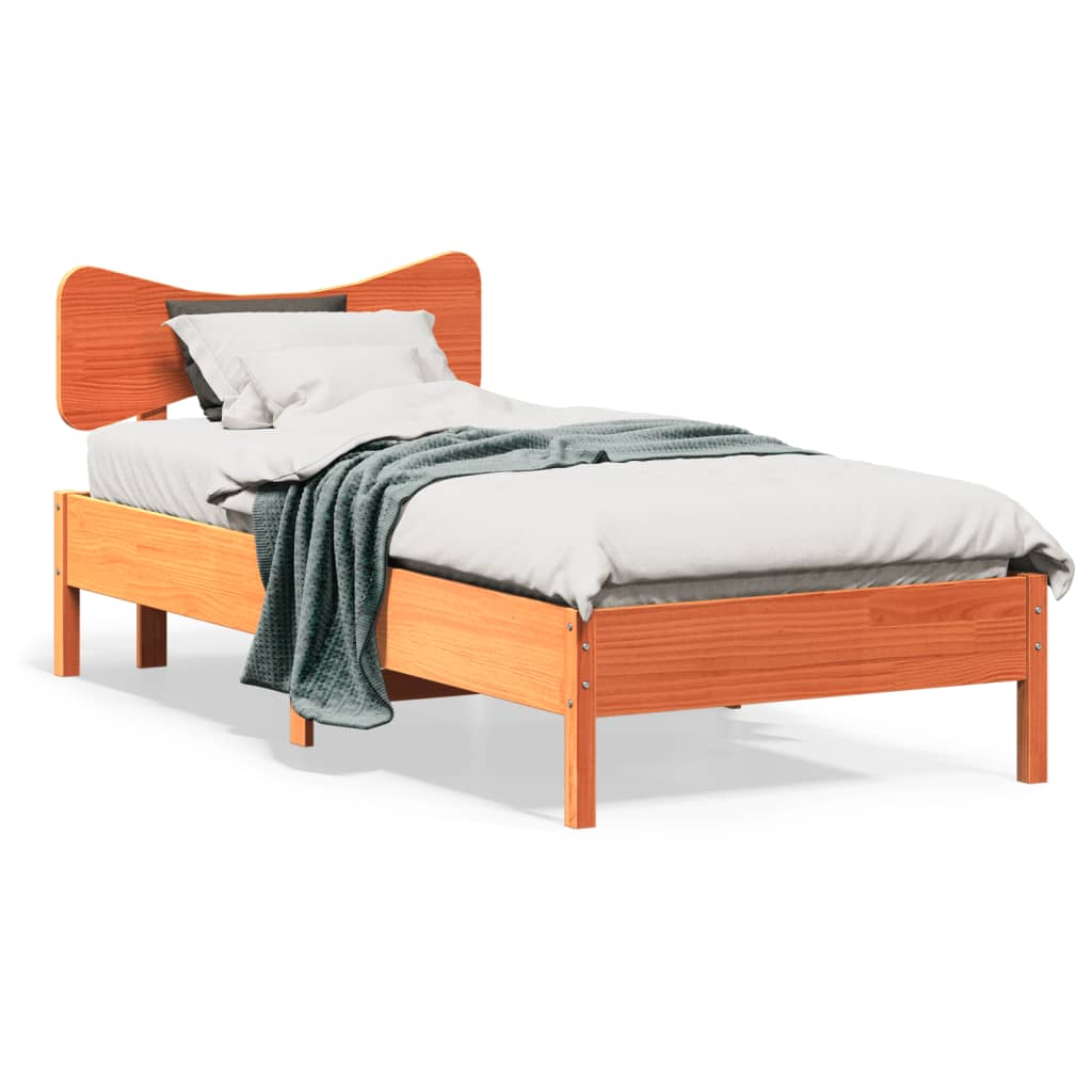 Cama sem colchão 90x190 cm madeira de pinho maciça castanho-mel