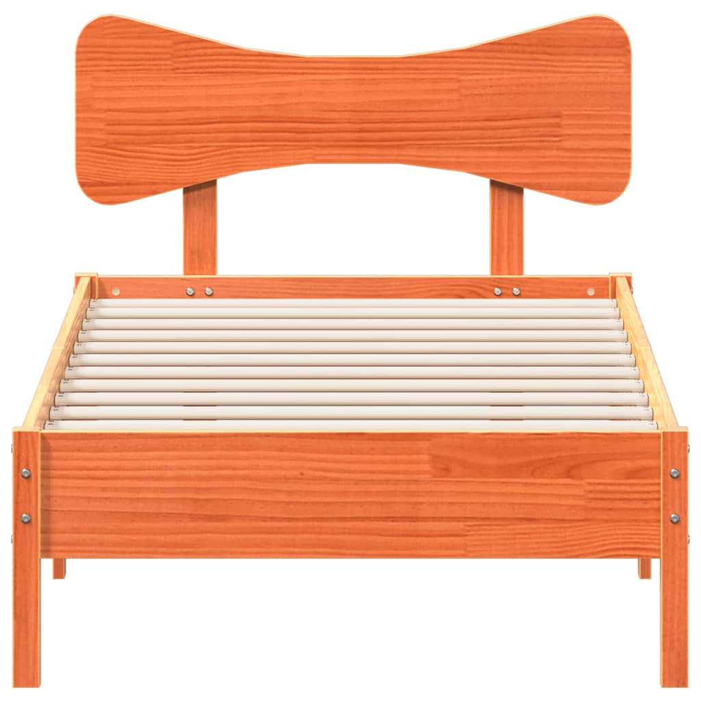 Cama sem colchão 90x190 cm madeira de pinho maciça castanho-mel