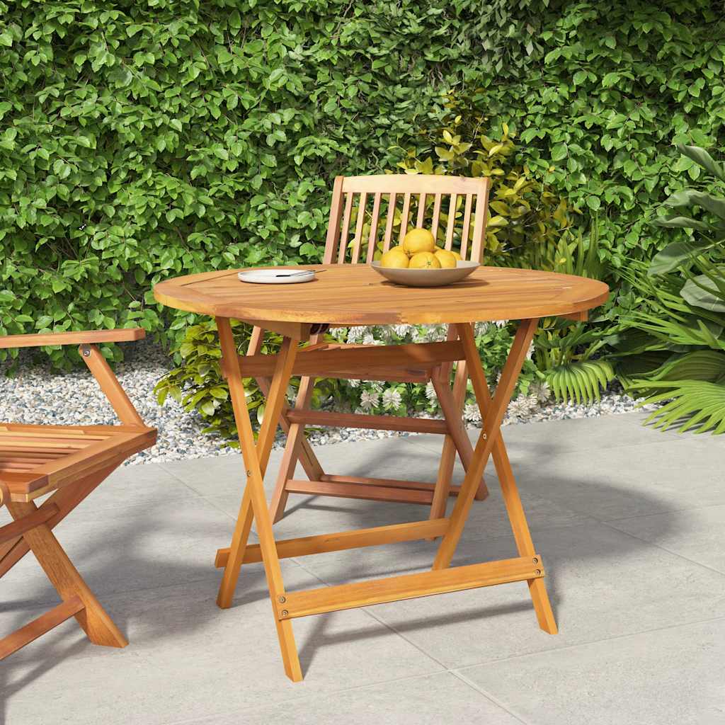 Mesa de jardim dobrável ø 90x75 cm madeira de acácia maciça