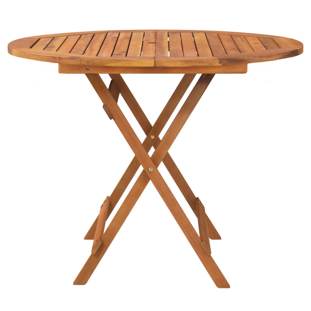 Mesa de jardim dobrável ø 90x75 cm madeira de acácia maciça