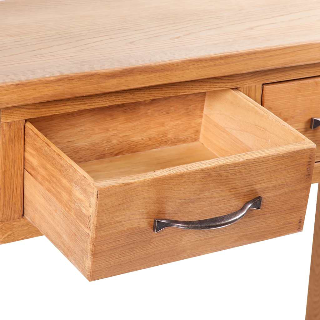Mesa consola com 2 gavetas 83x30x73 cm madeira carvalho maciça