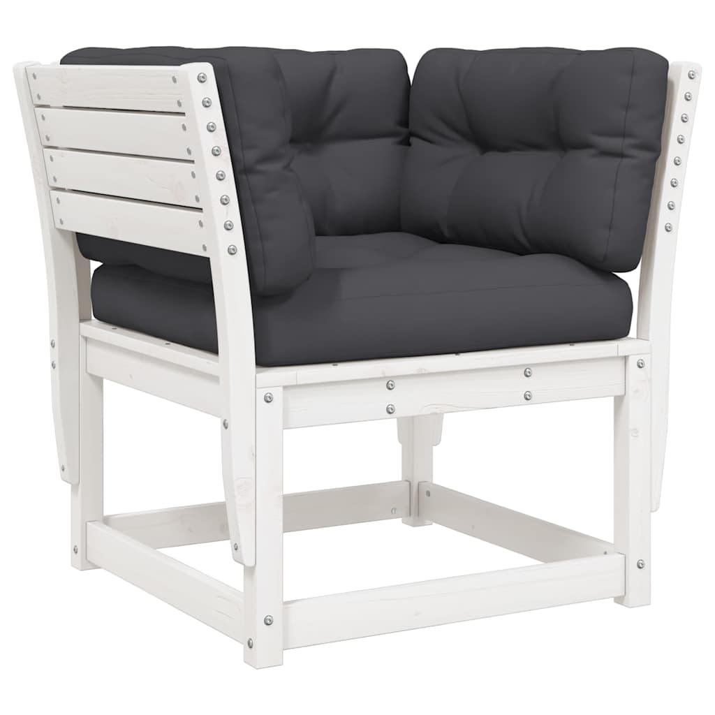 5 Pcs conj. lounge de jardim c/ almofadões pinho maciço branco