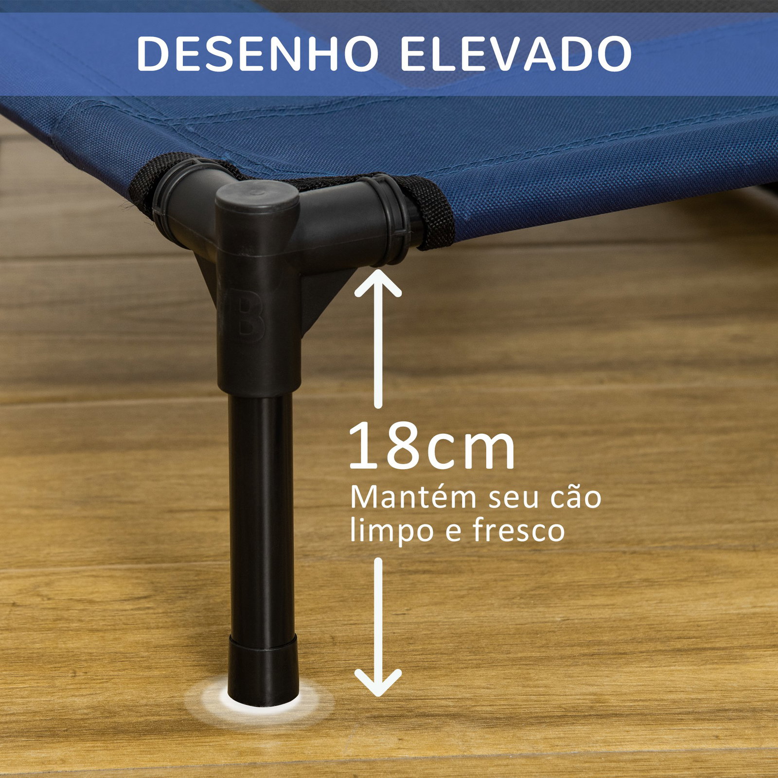 Cama para animais de estimação cama elevada para cães gatos portátil tecido transpirável resistente a água 91,5x76,2x18cm azul