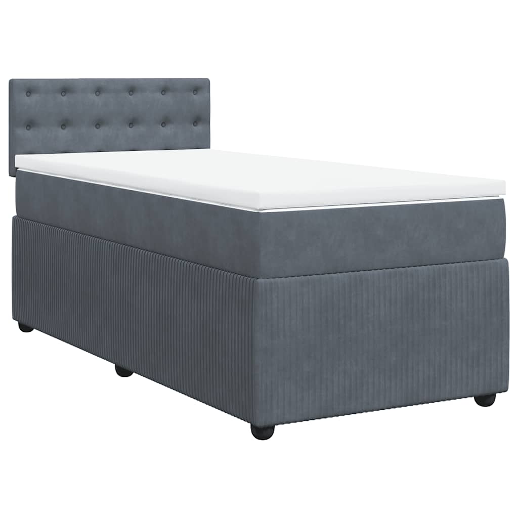 Cama com molas/colchão 100x200 cm veludo cinza-escuro
