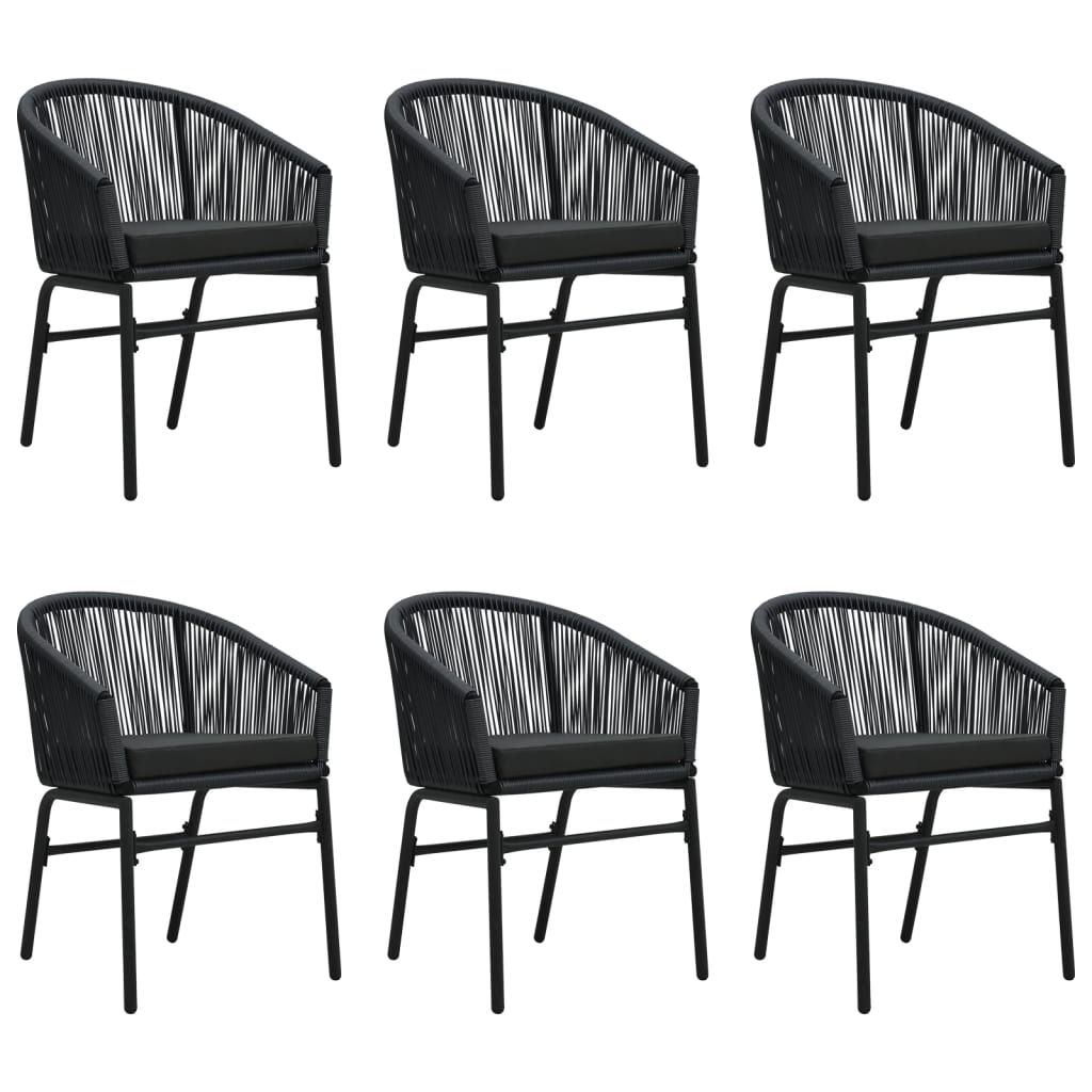7 Pcs conjunto de jantar para jardim preto