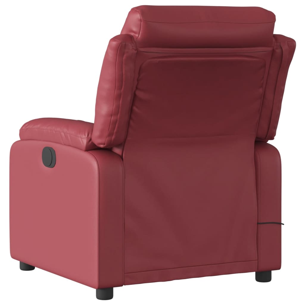 Poltrona massagens reclinável couro artificial vermelho tinto