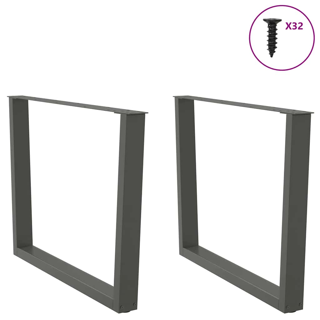 Pés para mesa de jantar em forma de v, 2 peças, antracite, 100x(72-73,3) cm, aço