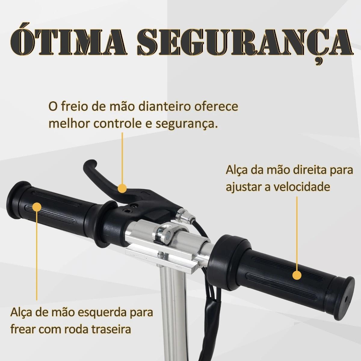 Trotinete elétrico dobrável para crianças de 7-14 anos suporta até 50kg com altura ajustável 75x36x82-93cm rosa